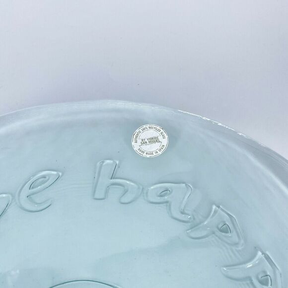 San Miguel Recycled Glass Dinner Plates Green Tint Spain Set 4 Be Happy Smile - Picture 4 of 6